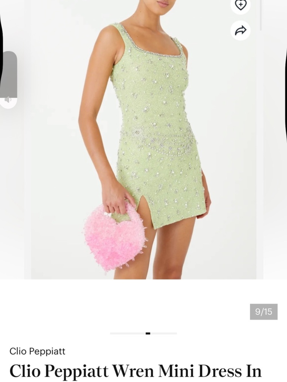 Clio Peppiatt Wren Mini Dress in Pistachio Green